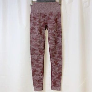 Gymshark Winter Berry Maroon Red Adapt Camo Seamless Butt Scrunch Leggings XS